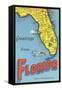 Map of Florida-null-Framed Stretched Canvas