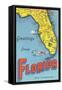 Map of Florida-null-Framed Stretched Canvas