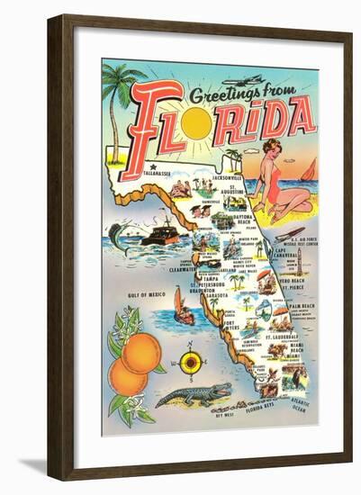 Map of Florida-null-Framed Art Print