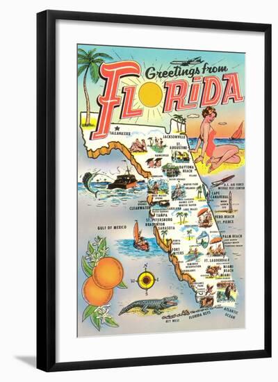 Map of Florida-null-Framed Art Print