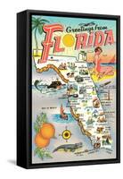 Map of Florida-null-Framed Stretched Canvas