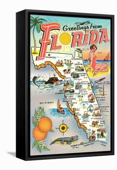 Map of Florida-null-Framed Stretched Canvas