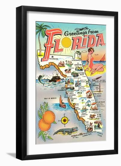 Map of Florida-null-Framed Art Print