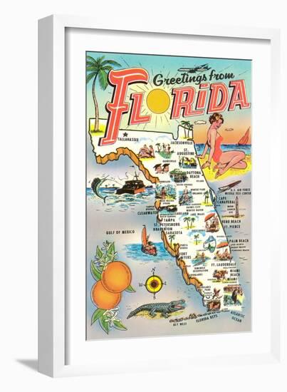 Map of Florida-null-Framed Art Print