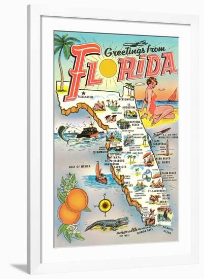 Map of Florida-null-Framed Art Print