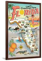 Map of Florida-null-Framed Art Print