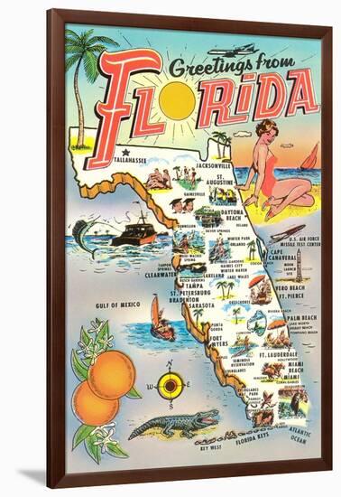 Map of Florida-null-Framed Art Print