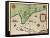 Map of Florida-Jacques Le Moyne-Framed Stretched Canvas