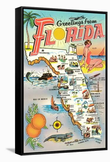 Map of Florida-null-Framed Stretched Canvas