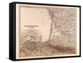 Map of France, 1874-null-Framed Stretched Canvas