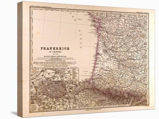 Map of France, 1874-null-Stretched Canvas