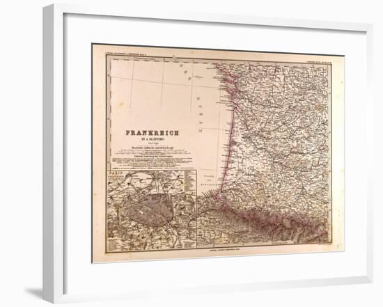 Map of France, 1874-null-Framed Giclee Print