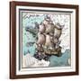 Map Of France As A Ship -1796-Vintage Lavoie-Framed Giclee Print