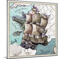 Map Of France As A Ship 1796-Vintage Lavoie-Mounted Giclee Print