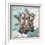 Map Of France As A Ship 1796-Vintage Lavoie-Framed Giclee Print