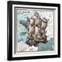 Map Of France As A Ship 1796-Vintage Lavoie-Framed Giclee Print