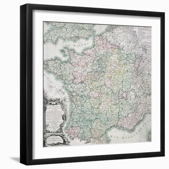 Map of France as Divided into 58 Provinces, 1765-Louis-Charles Desnos-Framed Giclee Print