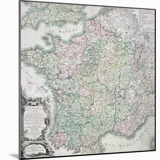 Map of France as Divided into 58 Provinces, 1765-Louis-Charles Desnos-Mounted Giclee Print