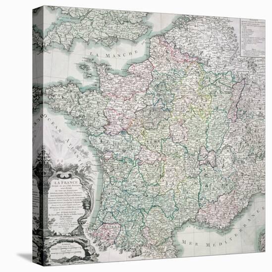 Map of France as Divided into 58 Provinces, 1765-Louis-Charles Desnos-Stretched Canvas