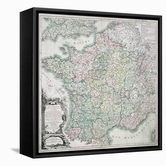 Map of France as Divided into 58 Provinces, 1765-Louis-Charles Desnos-Framed Stretched Canvas