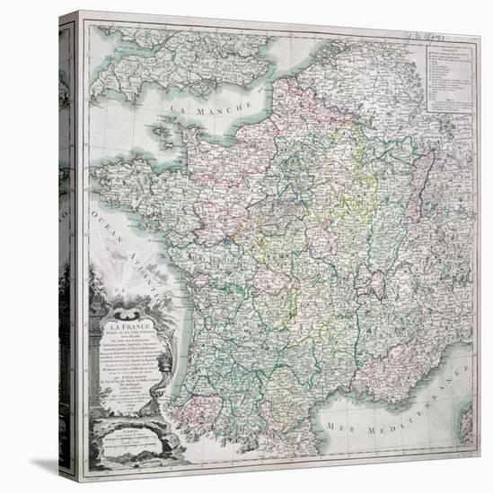 Map of France as Divided into 58 Provinces, 1765-Louis-Charles Desnos-Stretched Canvas