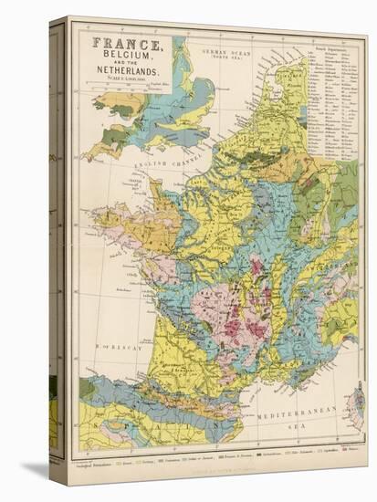 Map of France Belgium and the Netherlands-Thomas Johnson-Stretched Canvas