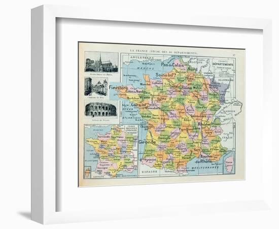 Map of France, C. 1914 (Colour Litho)-French-Framed Premium Giclee Print