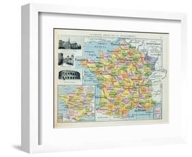 Map of France, C. 1914 (Colour Litho)-French-Framed Premium Giclee Print