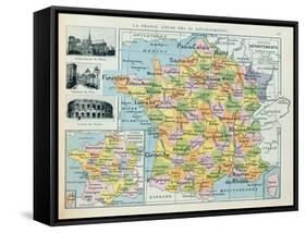 Map of France, C. 1914 (Colour Litho)-French-Framed Stretched Canvas