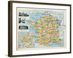 Map of France, C. 1914 (Colour Litho)-French-Framed Giclee Print