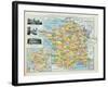 Map of France, C. 1914 (Colour Litho)-French-Framed Giclee Print