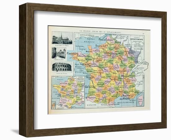 Map of France, C. 1914 (Colour Litho)-French-Framed Giclee Print