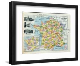 Map of France, C. 1914 (Colour Litho)-French-Framed Giclee Print