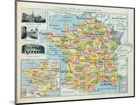 Map of France, C. 1914 (Colour Litho)-French-Mounted Giclee Print