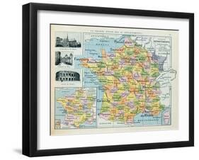 Map of France, C. 1914 (Colour Litho)-French-Framed Giclee Print