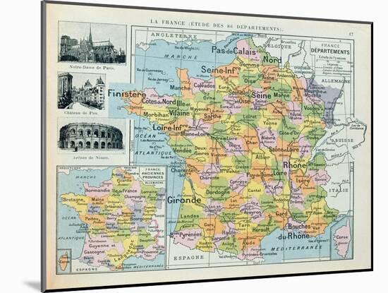 Map of France, C. 1914 (Colour Litho)-French-Mounted Giclee Print