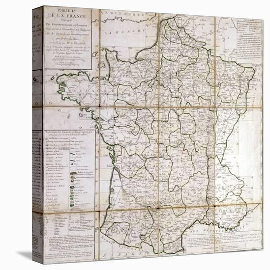 Map of France Divided into Provinces-Cesar Francois Cassini De Thury-Stretched Canvas