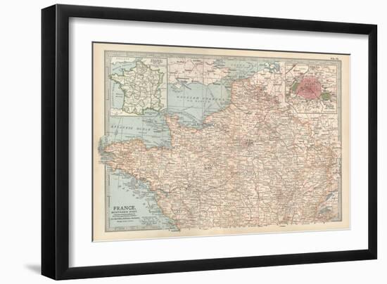 Map of France, Northern Part. with Insets Showing the Provinces of France and Paris and Vicinity-Encyclopaedia Britannica-Framed Art Print