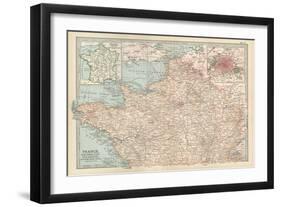 Map of France, Northern Part. with Insets Showing the Provinces of France and Paris and Vicinity-Encyclopaedia Britannica-Framed Art Print