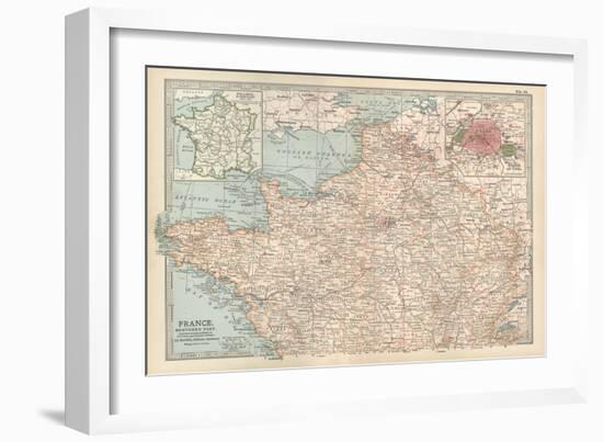 Map of France, Northern Part. with Insets Showing the Provinces of France and Paris and Vicinity-Encyclopaedia Britannica-Framed Art Print