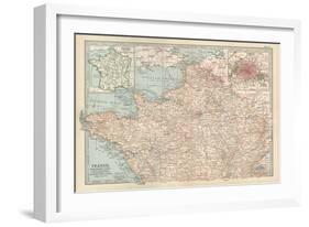 Map of France, Northern Part. with Insets Showing the Provinces of France and Paris and Vicinity-Encyclopaedia Britannica-Framed Art Print