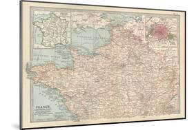 Map of France, Northern Part. with Insets Showing the Provinces of France and Paris and Vicinity-Encyclopaedia Britannica-Mounted Art Print