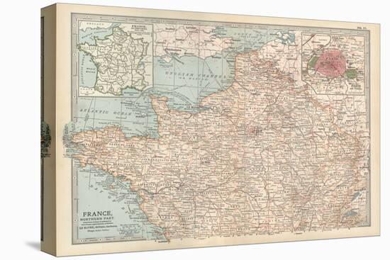 Map of France, Northern Part. with Insets Showing the Provinces of France and Paris and Vicinity-Encyclopaedia Britannica-Stretched Canvas