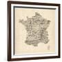 Map of France Old Sheet Music Map-Michael Tompsett-Framed Art Print