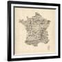 Map of France Old Sheet Music Map-Michael Tompsett-Framed Art Print