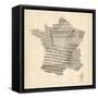 Map of France Old Sheet Music Map-Michael Tompsett-Framed Stretched Canvas