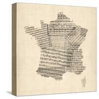 Map of France Old Sheet Music Map-Michael Tompsett-Stretched Canvas
