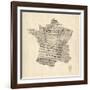 Map of France Old Sheet Music Map-Michael Tompsett-Framed Art Print