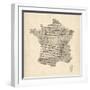 Map of France Old Sheet Music Map-Michael Tompsett-Framed Art Print