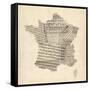 Map of France Old Sheet Music Map-Michael Tompsett-Framed Stretched Canvas